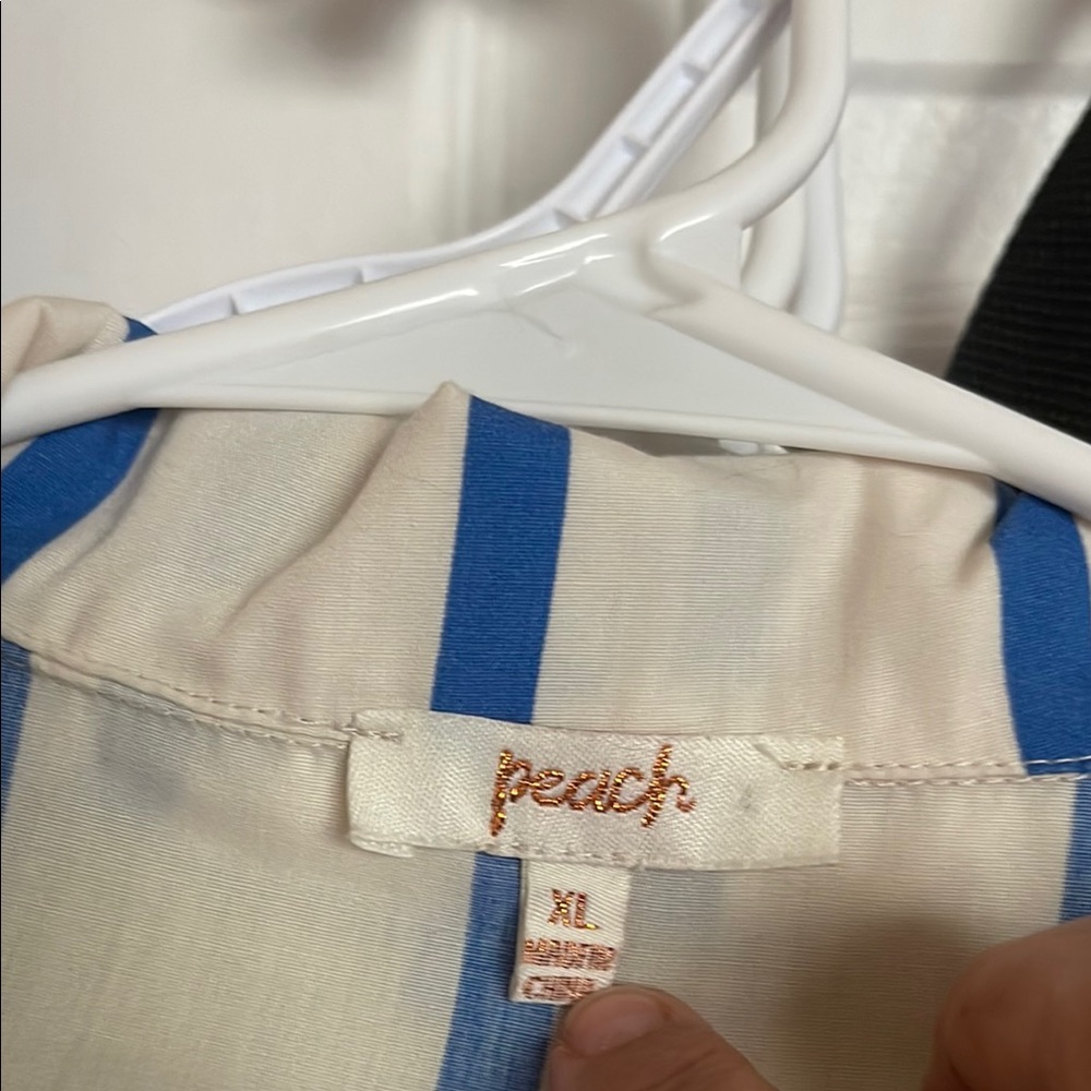 Peach Blue and Cream Striped Top